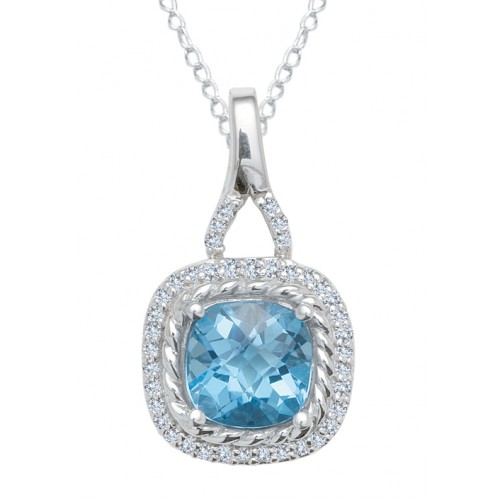 18kt Blue Stone Diamond Pendant with Diamond